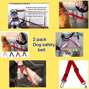 2pk dog seat belt leash adjustable car